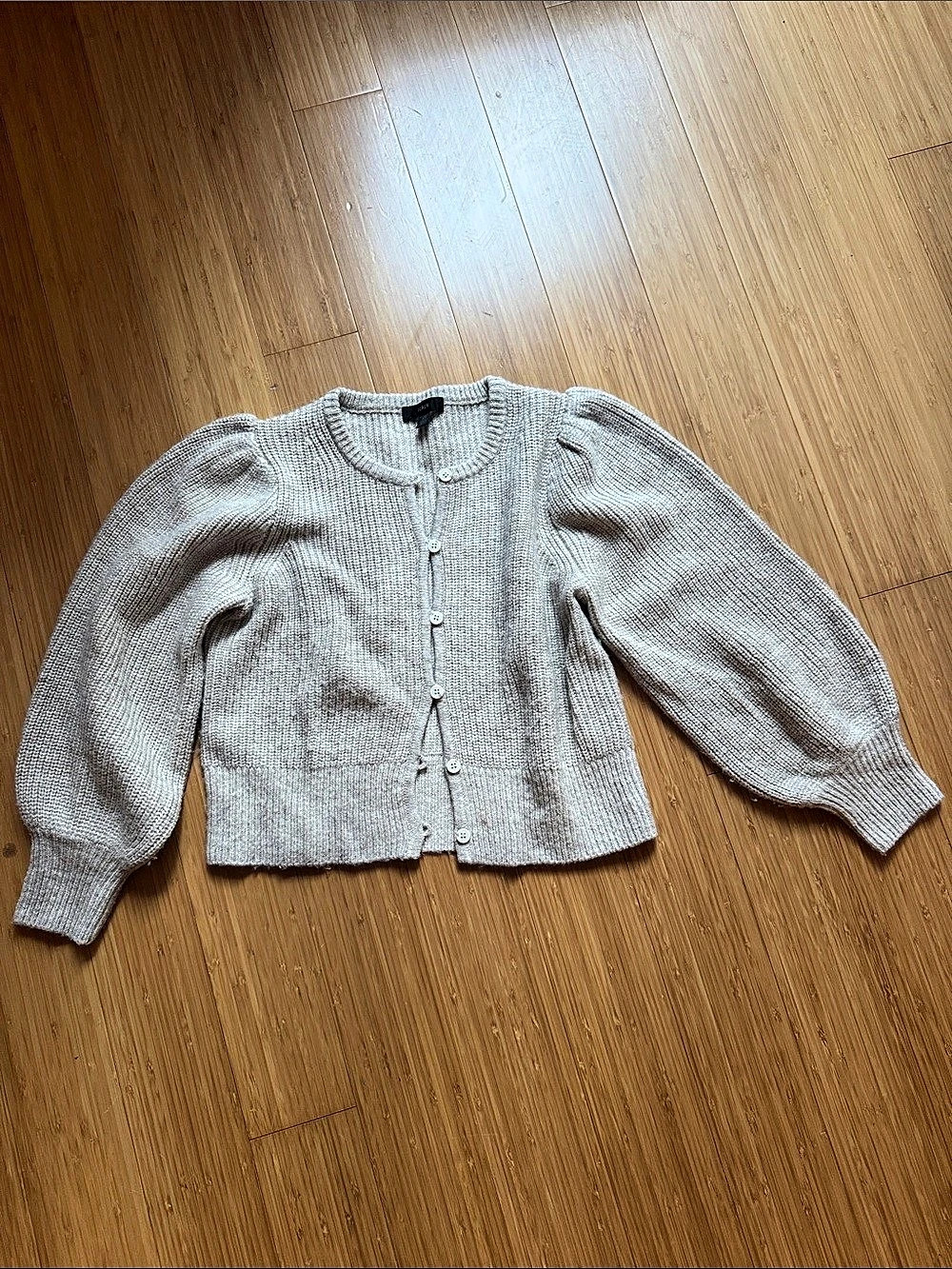 J.Crew Puff-sleeve cardigan in extra-soft yarn Gray